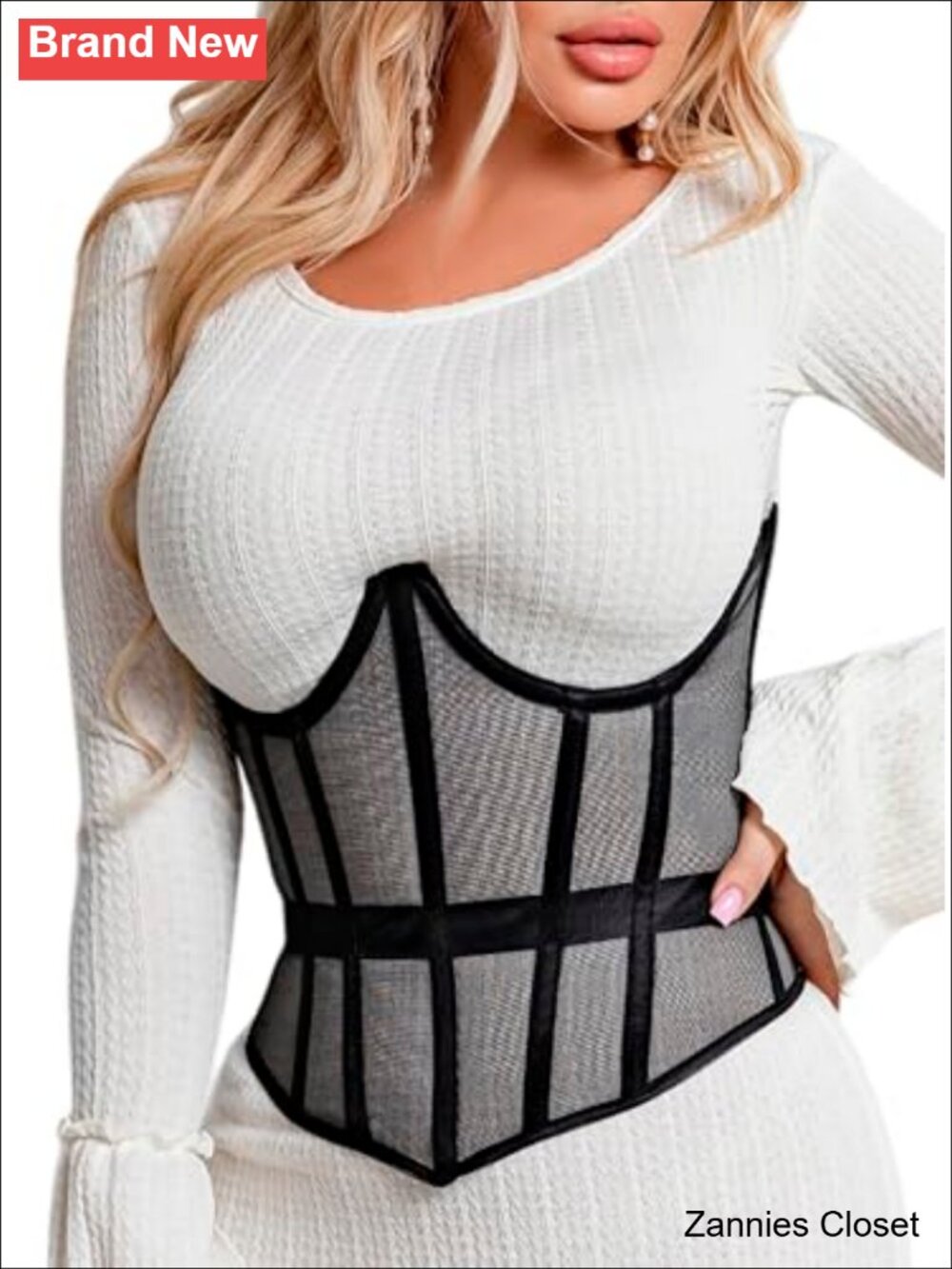 ✨ Waist Trainer Corset Mesh Underbust Lace Up Waist Cincher Shapewear Body
